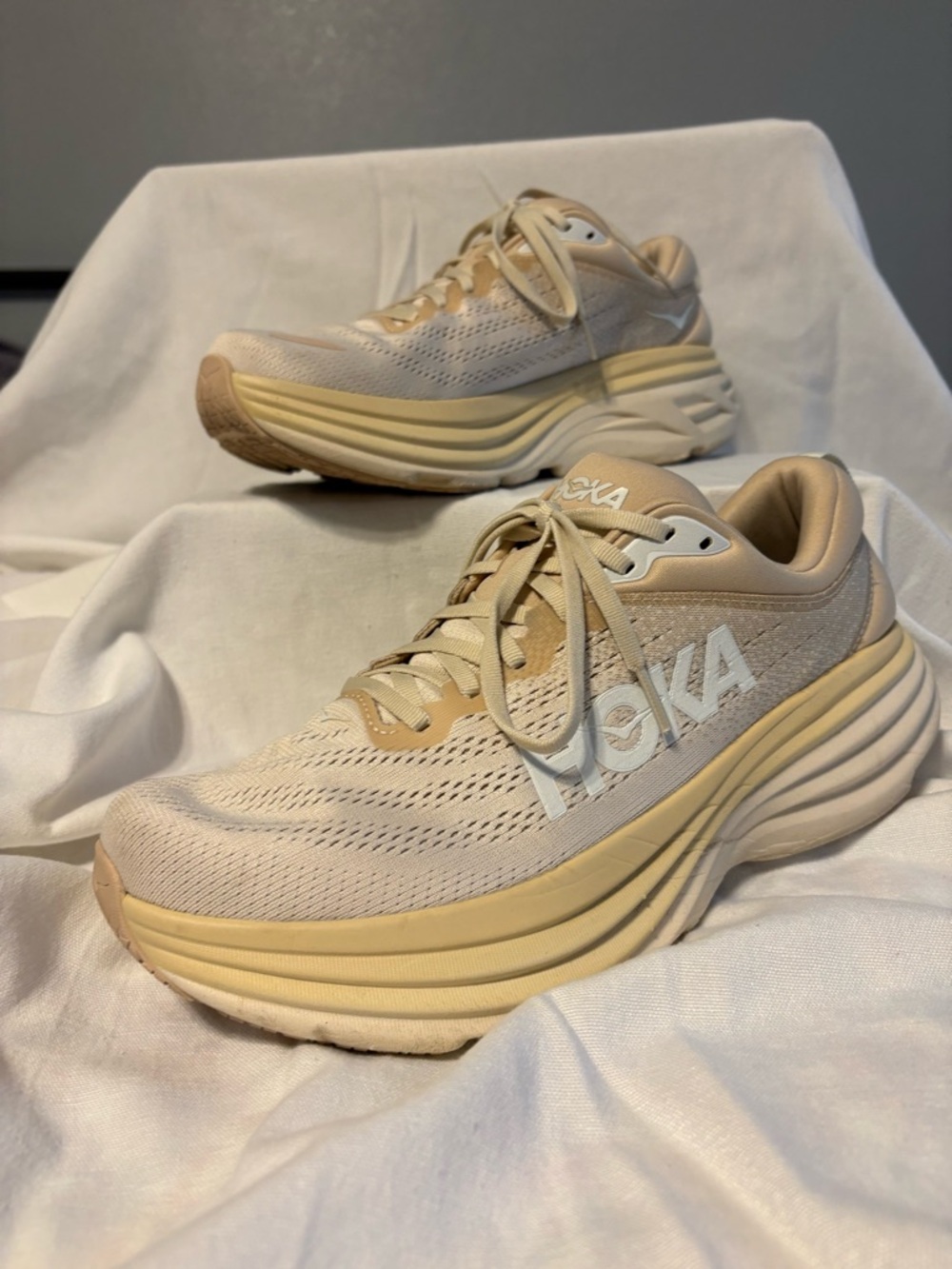 Hoka Women's Beige and Cream Athletic Running Shoes